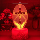 Luminária LED Crucifixo Jesus Cristo - Mãos Divinas [FRETE GRÁTIS]