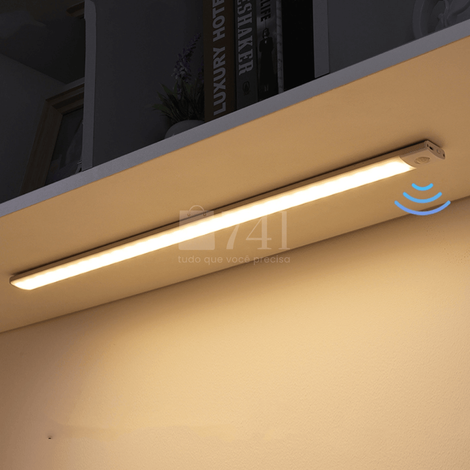 Luminária Fina com Sensor de Presença Luz LED sensor de Movimento sem Fio e USB Recarregável