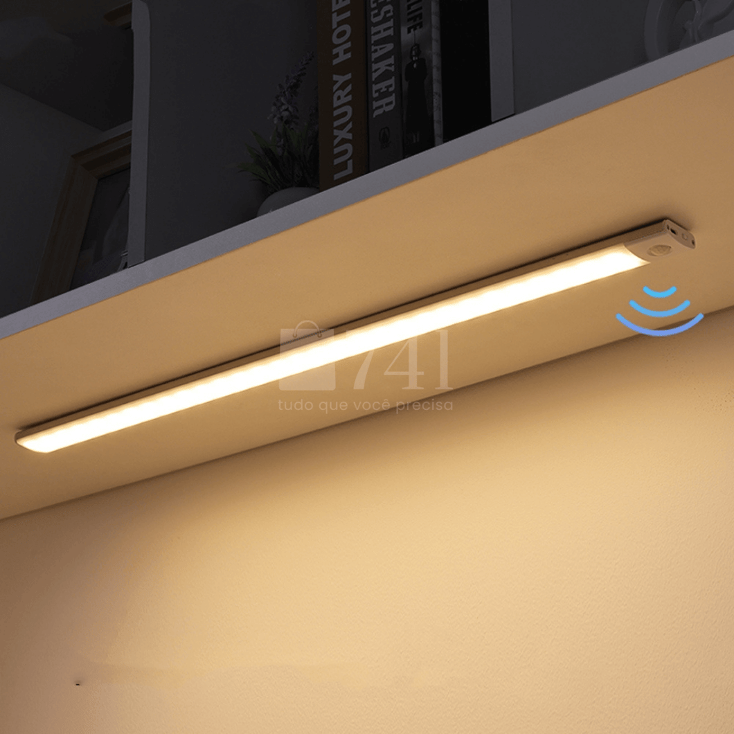 Luminária Fina com Sensor de Presença Luz LED sensor de Movimento sem Fio e USB Recarregável